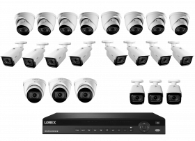 Lorex 4K Nocturnal IP NVR System with 32 Channel 2X4TB NVR, LNB9292B Bullet and LNE9292B Dome Camera with Audio, 4x Optical Zoom, 30FPS, 150ft IR Night Vision, CNV