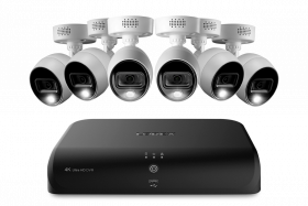 Lorex D4K2AD-86-C883 4K 8-Channel 2TB Wired DVR System with Six Active Deterrence Bullet Cameras, Color Night Vision, Smart Home Compatibility